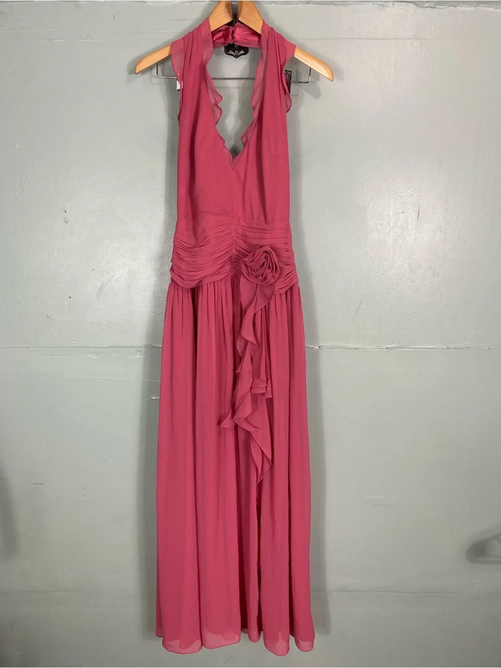 BHLDN Plunge Halter-Neck Chiffon Maxi Dress Size 4